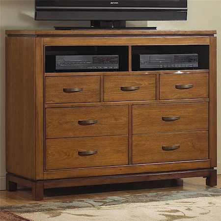 Media Chest with Seven Drawers and Two Open Shelves